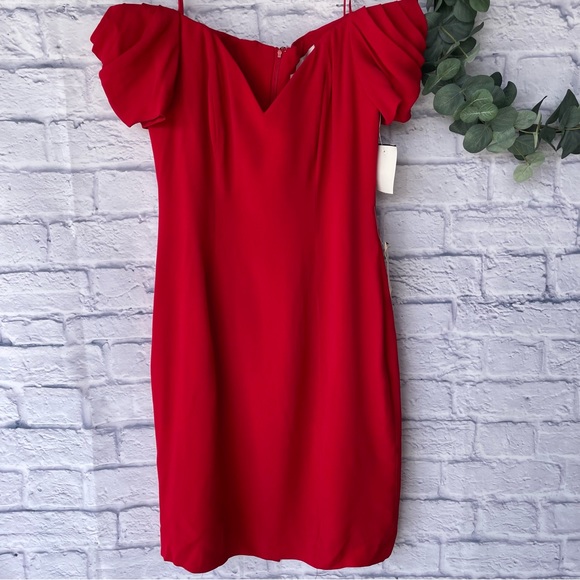 En Francais by Huey Waltzer Dresses & Skirts - EN FRANCAIS by Huey Waltzer NWT Red Off the Shoulder Cocktail Vntg Dress size 10